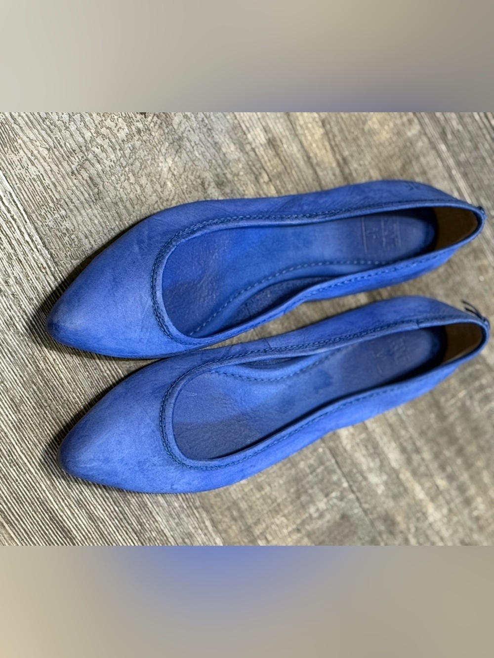 Frye Blue Leather Pointed Toe Ballet Flats